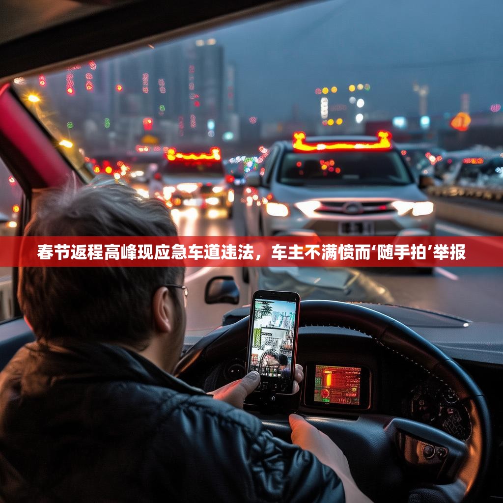 春节返程高峰现应急车道违法，车主不满愤而‘随手拍’举报