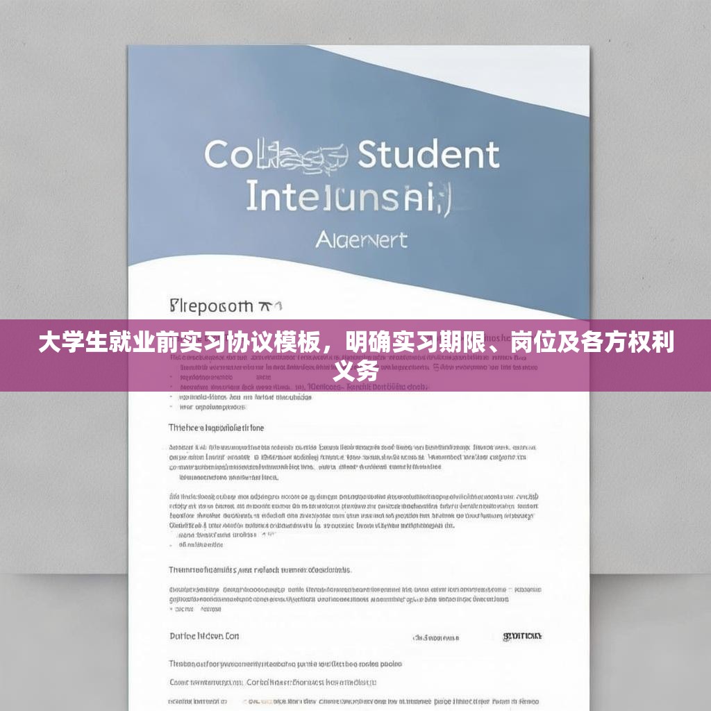 大学生就业前实习协议模板，明确实习期限、岗位及各方权利义务
