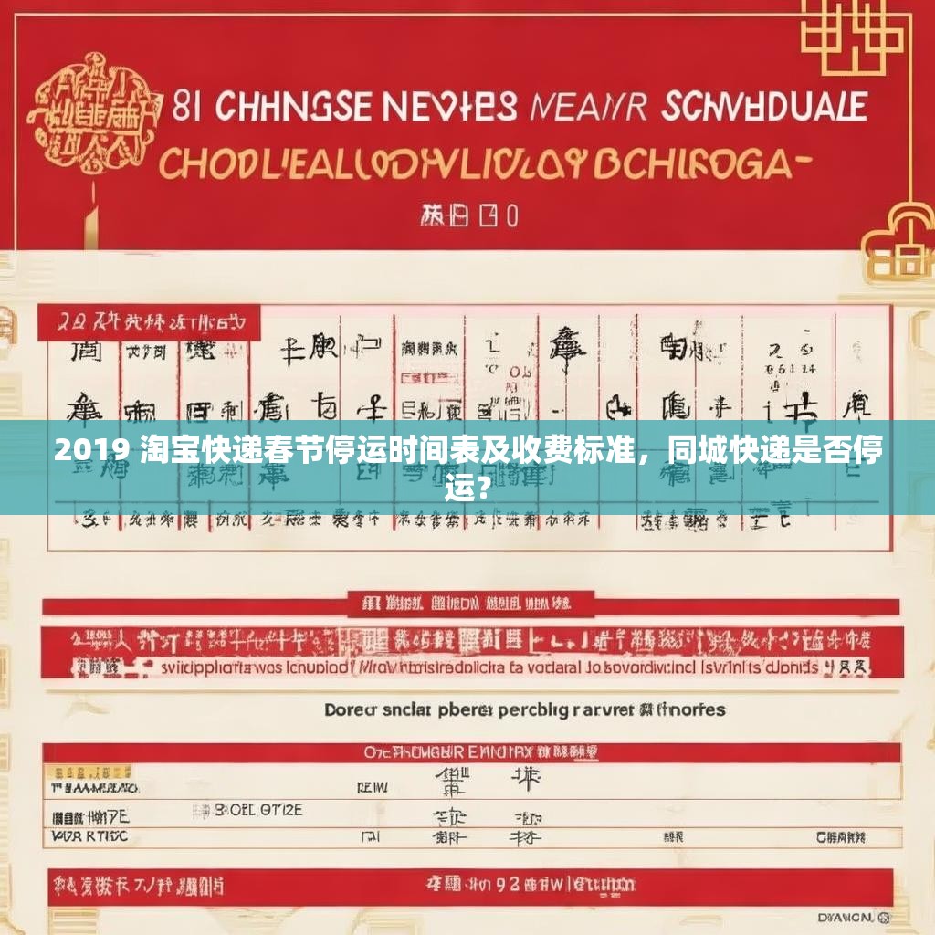 2019 淘宝快递春节停运时间表及收费标准，同城快递是否停运？